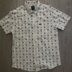 RVCA Men's Beige Geometric Button Down SIZE M